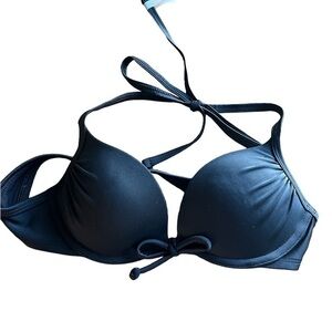 NWOT Aerie bikini swim top Charley black size 34 A black tie neck light padded